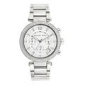 Michael Kors Watch for Women Parker, Chronograph Movement, 39 mm Silver / Steel Stainless Steel Case with a Stainless Steel Strap, MK5353