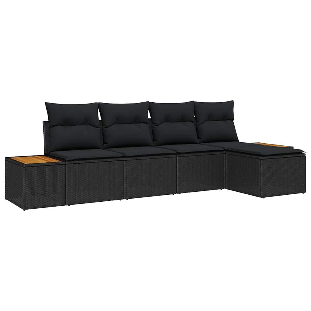 vidaXL Garten-Sofa-Set 5 pcs Schwarz 184 x 62 x 85 cm Poly Rattan Image