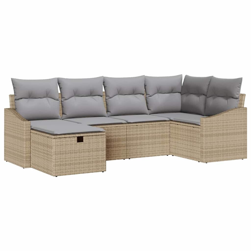 vidaXL Garten-Sofa-Set 6 pcs Beige 55 x 62 x 69 cm Poly Rattan Image