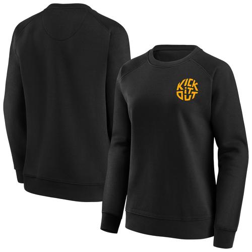 Kick It Out Slogan Graphic Crew Sweatshirt - Black/Gold Womens
