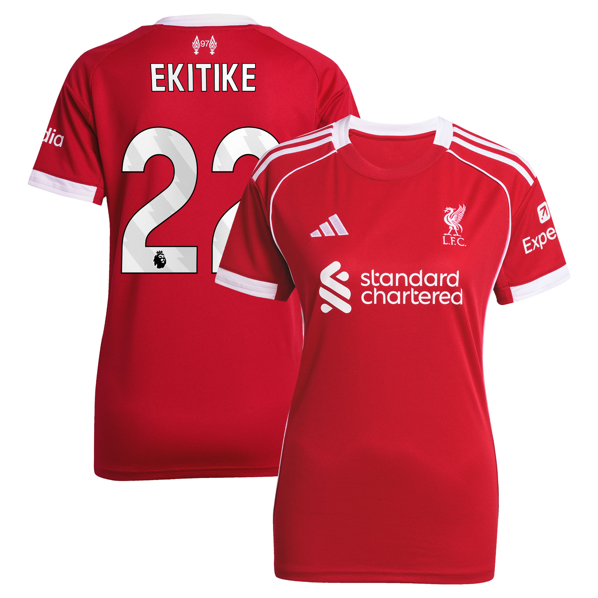 Maillot Liverpool adidas Domicile 25/26 - Femmes avec flocage Ekitike 22