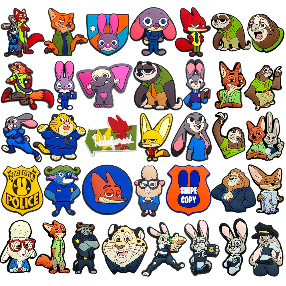 16/20/36Pcs Disney Zootopia Schuh Charms Cartoon Schuhe Dekoration Zubehör DIY Klassische Clog Sandale Schnalle Kinder geschenke