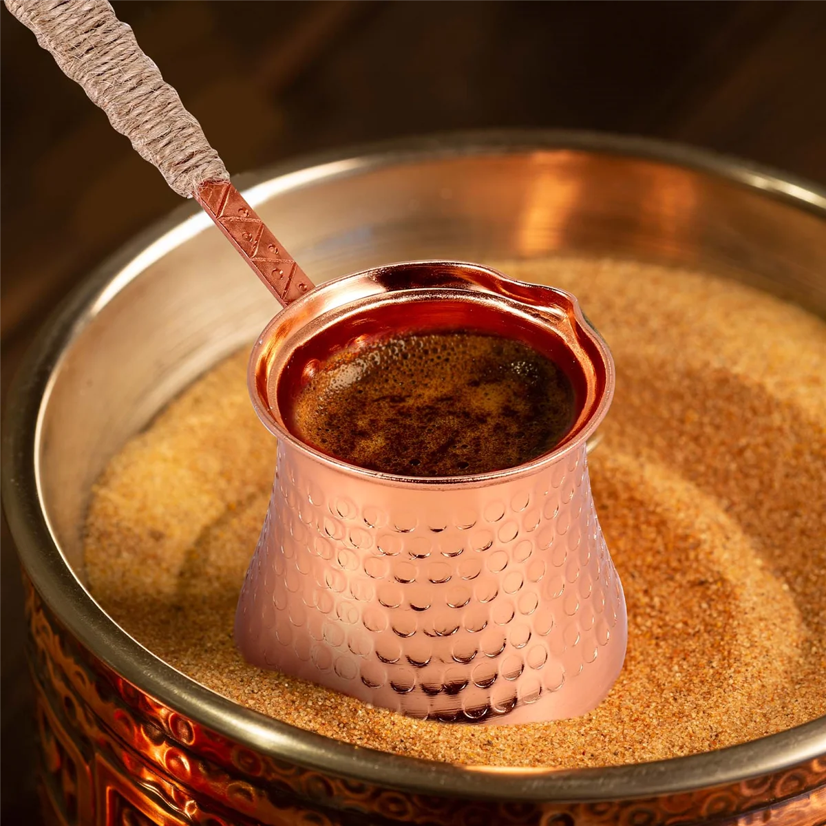 AAAF Kaffee Türkische Türkische Kaffeekanne 320 ml Kaffee Türkische Türkische Kupferkaffeemaschine für Türkische Cezve Cafeteria Image