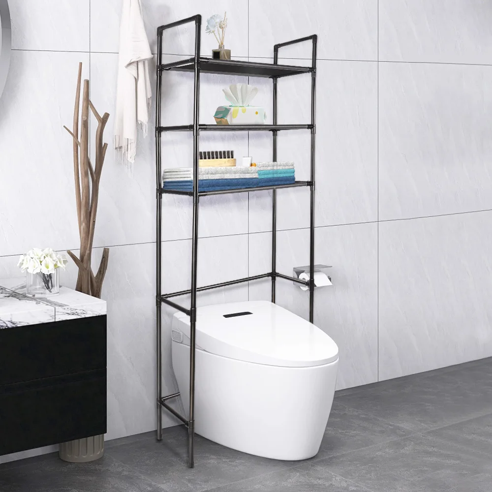 Scaffale portaoggetti per il bagno Salvaspazio sopra il WC Scaffale portaoggetti Scaffale da bagno dal pavimento al soffitto Accessorio portaoggetti