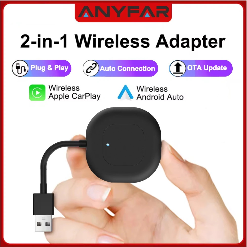 Für OEM Auto Stereo Plug and Play Smart Mini Box USB 2in1 CarPlay Android Auto Wireless Adapter Konvertieren Verkabelt in Wireless Image