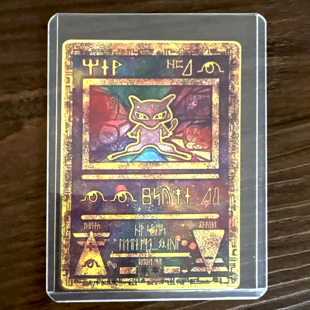 PKM Ancient Mew Promo Movie Holographic Proxy Egypt Rare Black Star HOLO Cards Board Game Trading Cards Collection PTCG Gifts