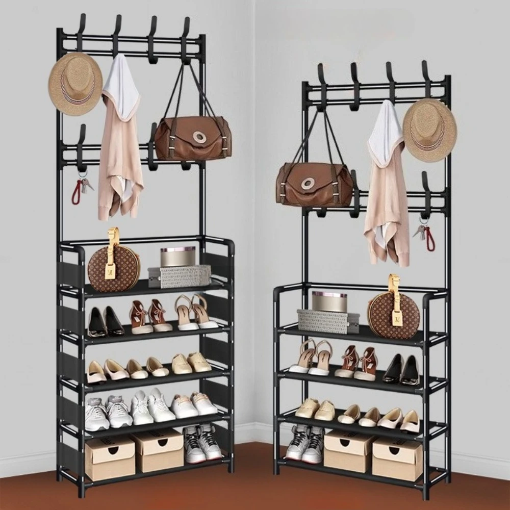 Einfaches Schuhregal, mehrschichtiges Metall, staubdicht, Aufbewahrung, multifunktionales Schuh-Hutregal, modernes, rostfreies, platzsparendes Schuh-Hutregal