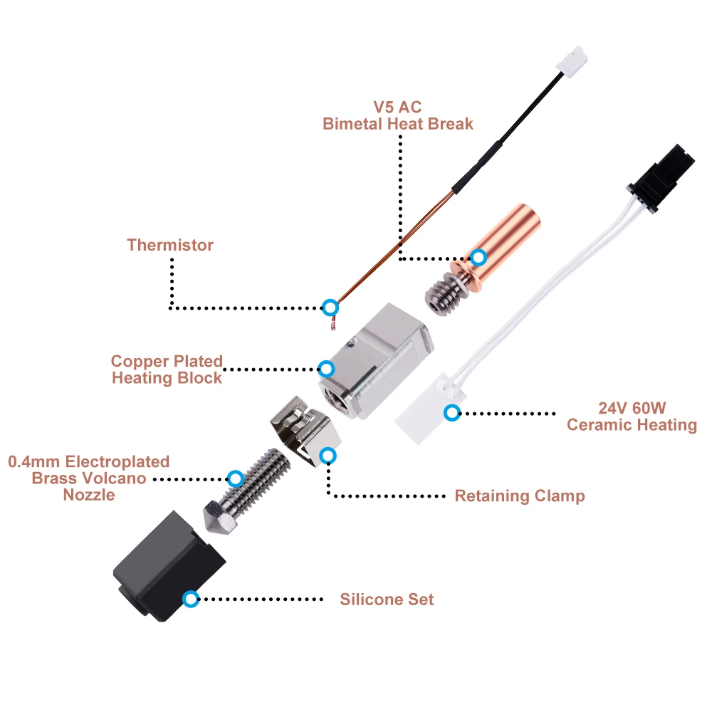 Upgrade für Anycubic Kobra 2 Hotend Kit Thermistor Heizpatrone Drucken Hot End für Kobra 2 Plus/2 Max/2 Neo/2 Pro 3D-Drucker Image