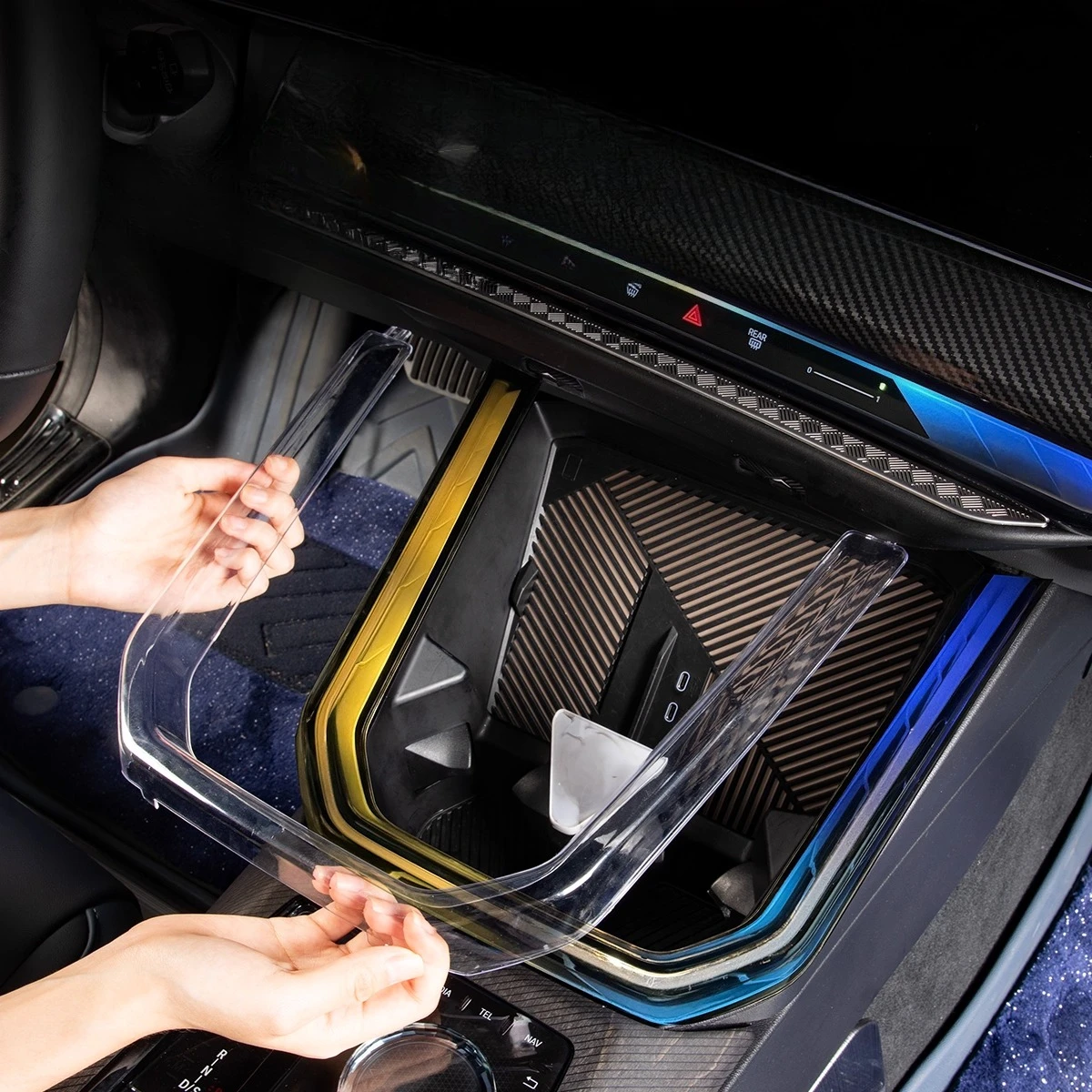 Für BMW X3 G45 2025 2025 Konsole Umgebungs Licht Schutzhülle Transparente Atmosphäre Licht Schutz Innen Trim Zubehör Image