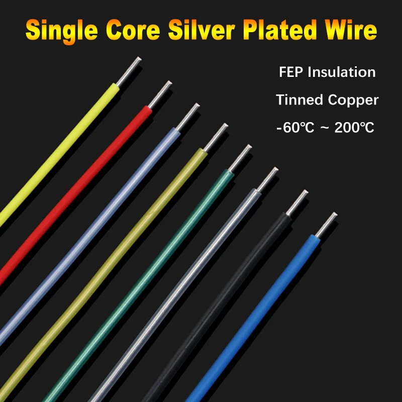 Single Core versilberter Kupferdraht Sq 0,06 ~ 1 mm FEP Isolierung DIY hochreines OFC Kupfer HiFi Audio Lautsprecher Kopfhörerkabel Image