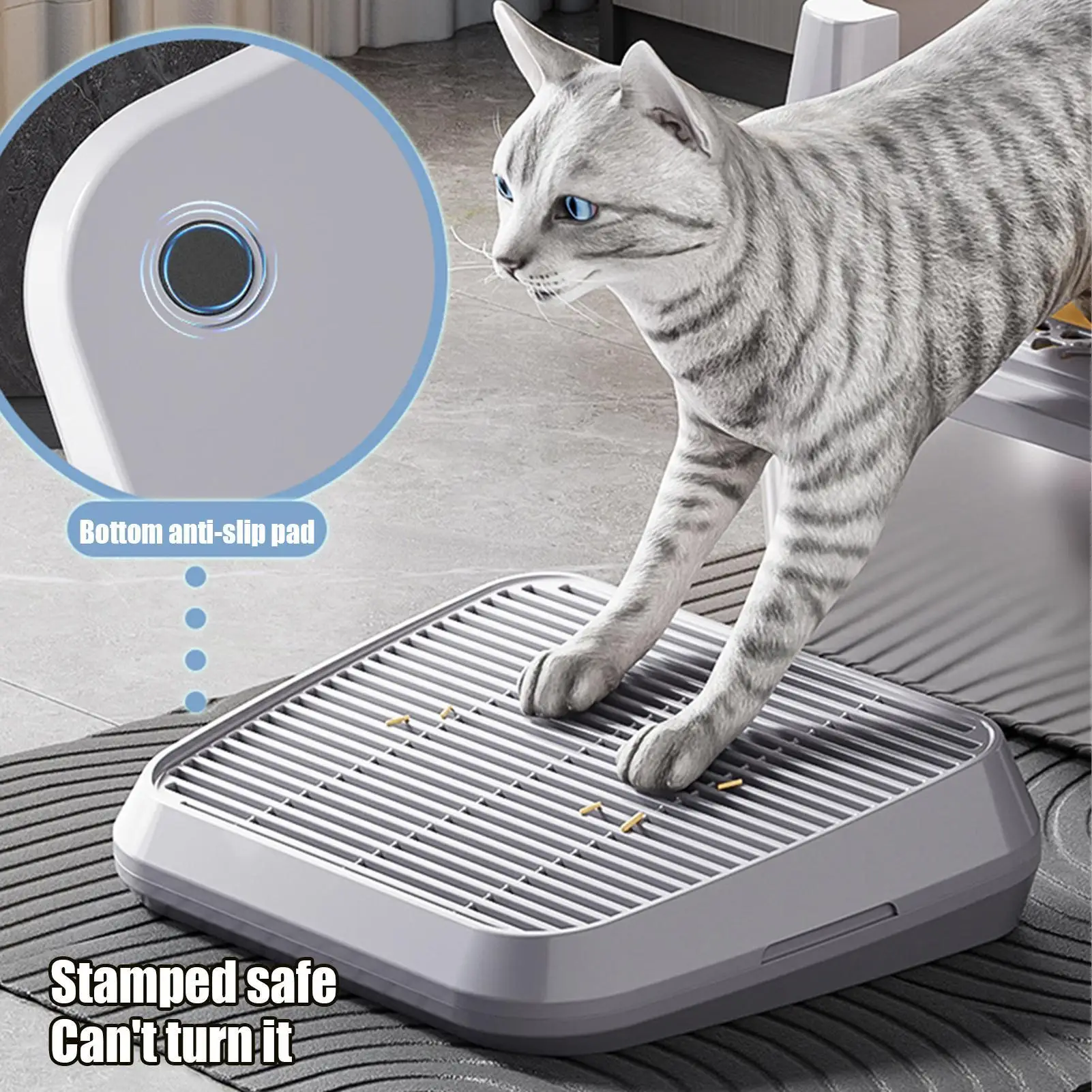 Katzentoilette Rampe Katzenstreufänger Rampenkasten Doppelschichtiges erhöhtes Tablett mit Filterfunktion Rutschfester Trapper Einfache Reinigung Image