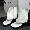 Eilyken Sexy Runde Clip Toe Low Heels Boot Sandalen Frau Zipper Party Schuhe Design Flip-Flops Ankle Botas Mujer