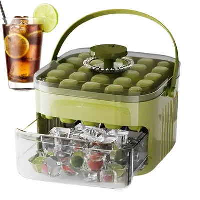 Press Ice Cubes Tray 25 Grid Ice Block Mold Tray Cube Maker Home Refrigerator Drawer Ice Bucket Food Grade Kitchen Gadget