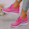 Frauen Glänzende Strass Keil Turnschuhe Atmungsaktive Rutschfeste Wanderschuhe Frau Plus Größe Mode Dicke Sohle Weiße Turnschuhe