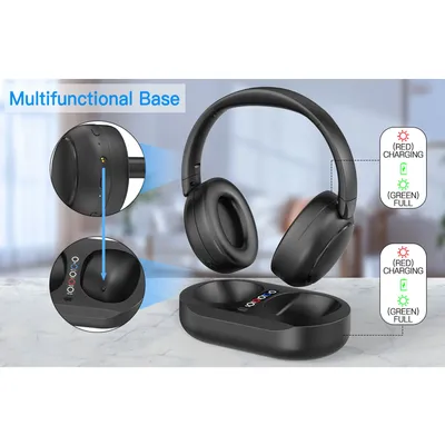 TV-Kopfhörer, Batteriestandsanzeige, optisches AUX, 3,5 mm, 2,4 G, Bluetooth 5.3, stabile Verbindung, kabelloser TV-Kopfhörer als Weihnachtsgeschenk Image