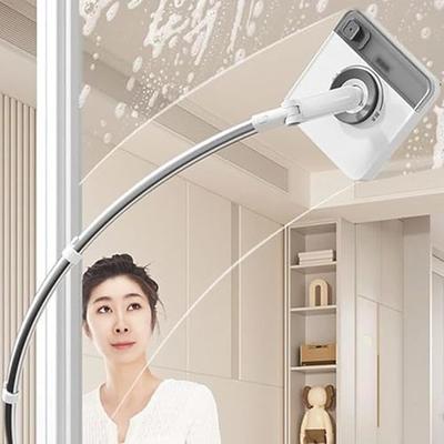 Curved Window Cleaning Brush with Long Handle - Multi-Purpose Squeegee Tool with Extension Rod for Glass Door, Car, Home Floor