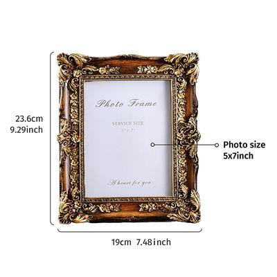 1PC European Three-dimensional Pattern Design Rectangular Classical Photo Frame Resin Material Photo Display Frame Suitable for Family Photo Decoration Shooting and Photography Prop Decoration