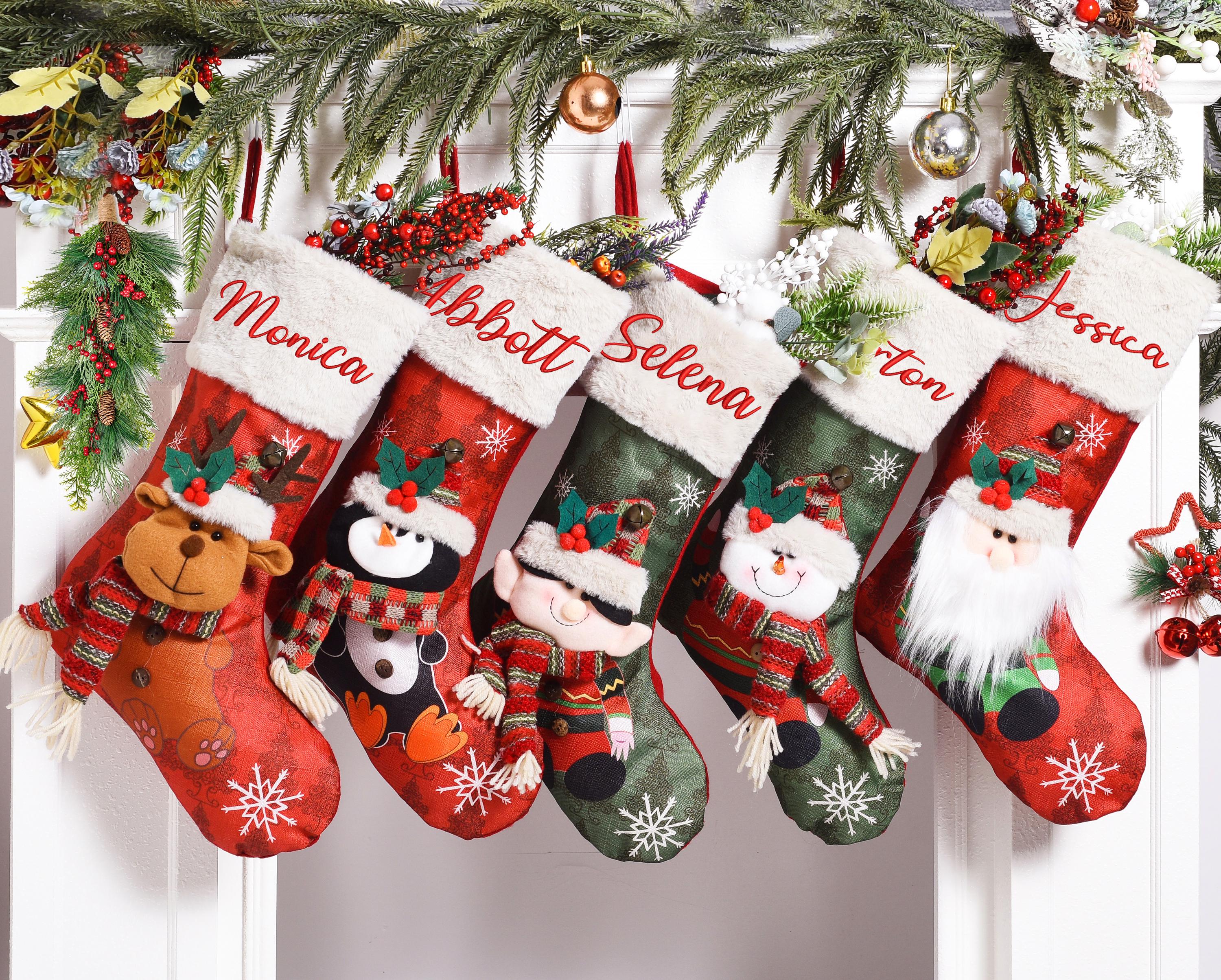 Calze di Natale, Set di calze per le feste in famiglia, Calza di Natale, Calza, Regalo di decorazioni natalizie, Calza di Natale, Calze di Natale