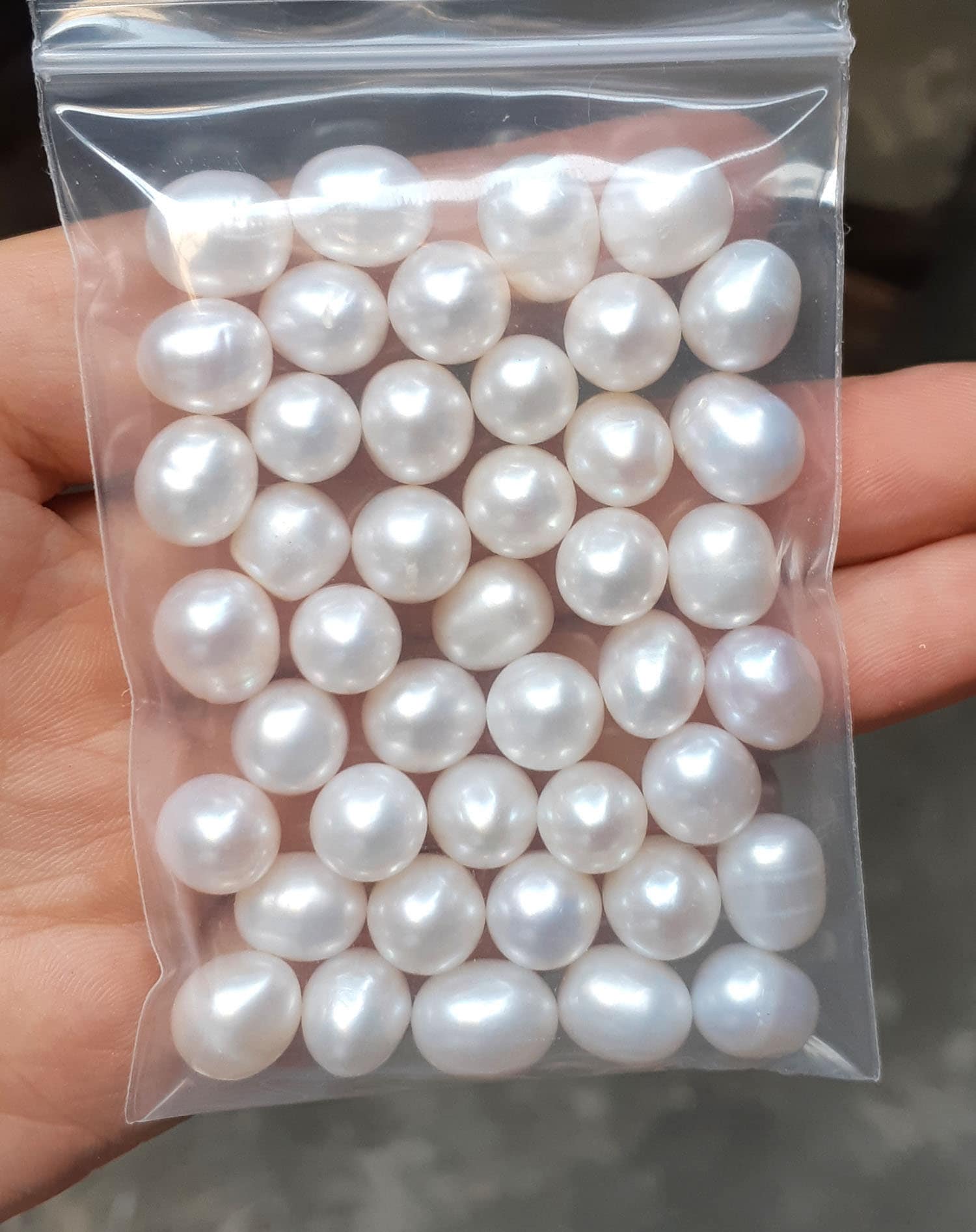 Perla non forata da 7-10 mm, perline, perla naturale, perle assortite, nessun foro, perle di perle bianche, perle Drop, perle d'acqua dolce, 12g
