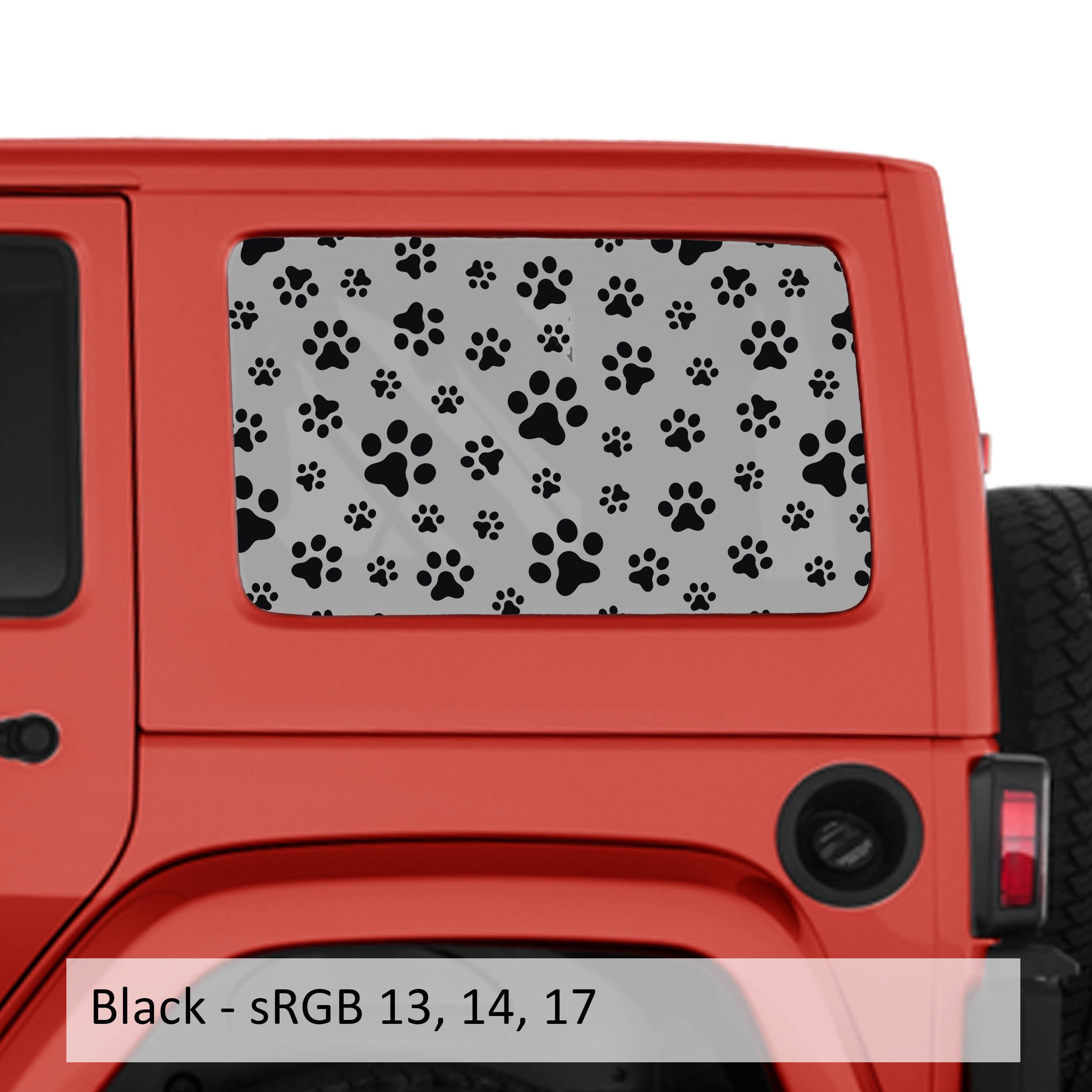Set di adesivi per finestrini rigidi con impronta di zampa di cucciolo di cane - Adatto a Jeep Wrangler JKU 2007-2018