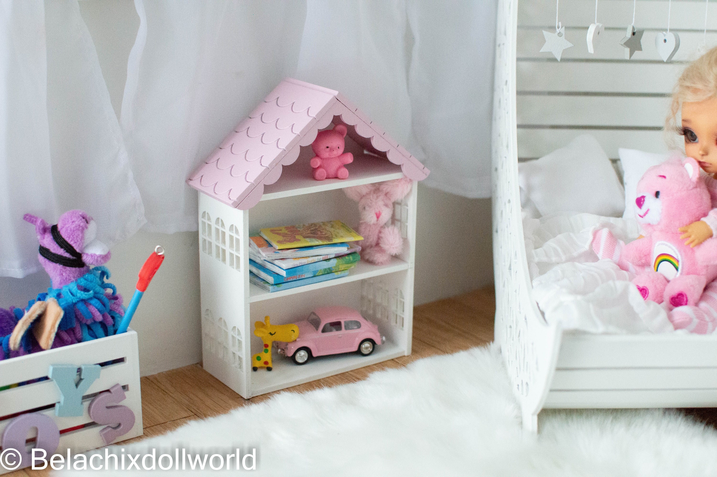1:6, 1/4 scaffale per bambole in miniatura, libreria Dollhouse, asilo nido per dollhouse, scaffale in miniatura, 1/4, 1/6, BJD, Dollhouse, Roombox, di