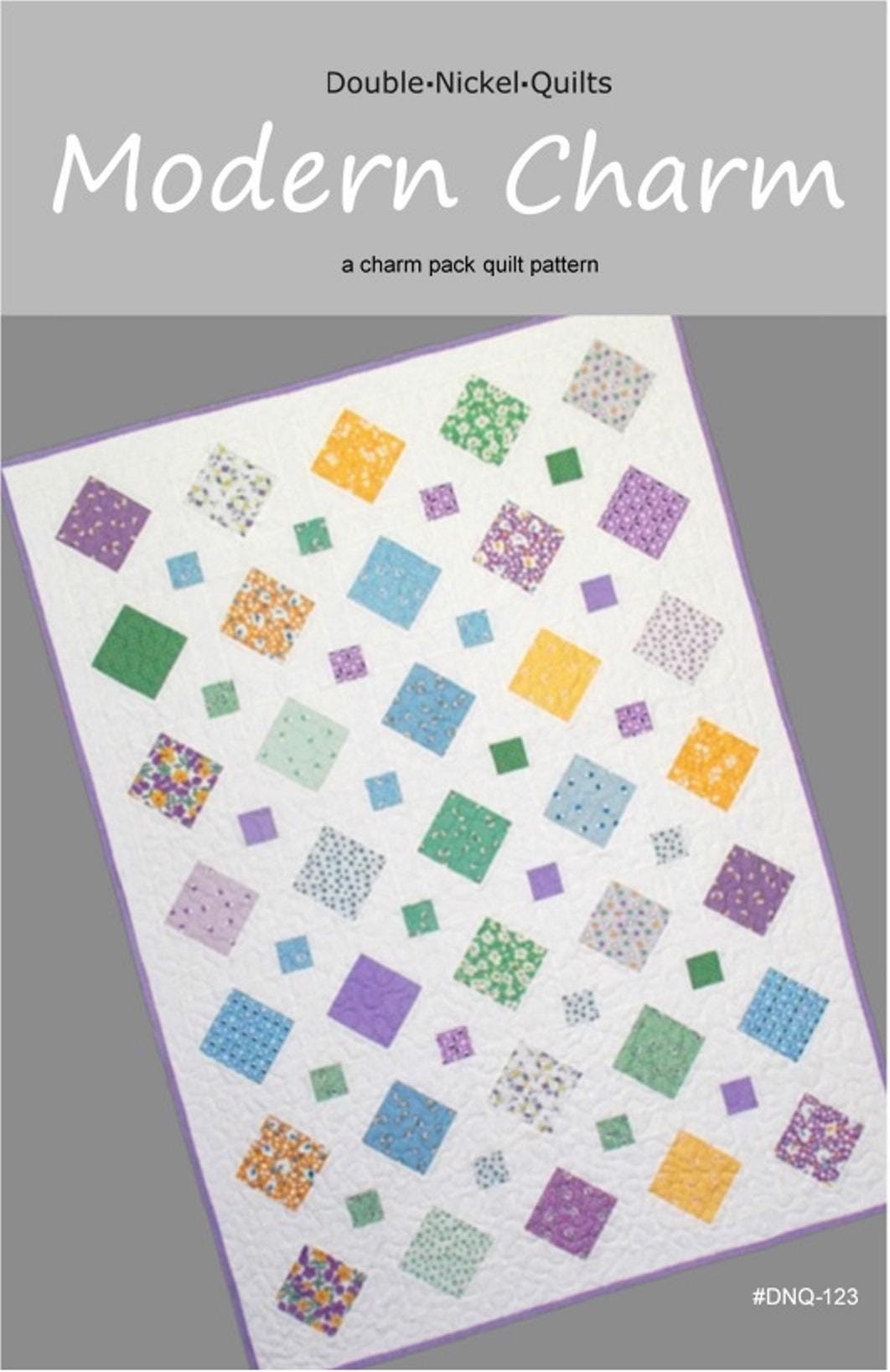 Modello per trapunta Charm Pack, modello PDF scaricabile, modello per trapunta Modern Charm, modello per trapunta pretagliato, usa uno o due pacchetti