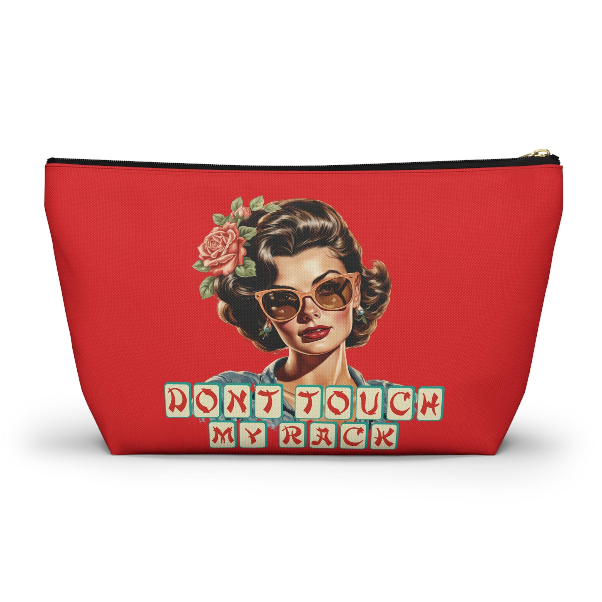 "Borsa per tessere Mahjong, regalo divertente per giocatori, con scritta \"Non toccare il mio rack\""