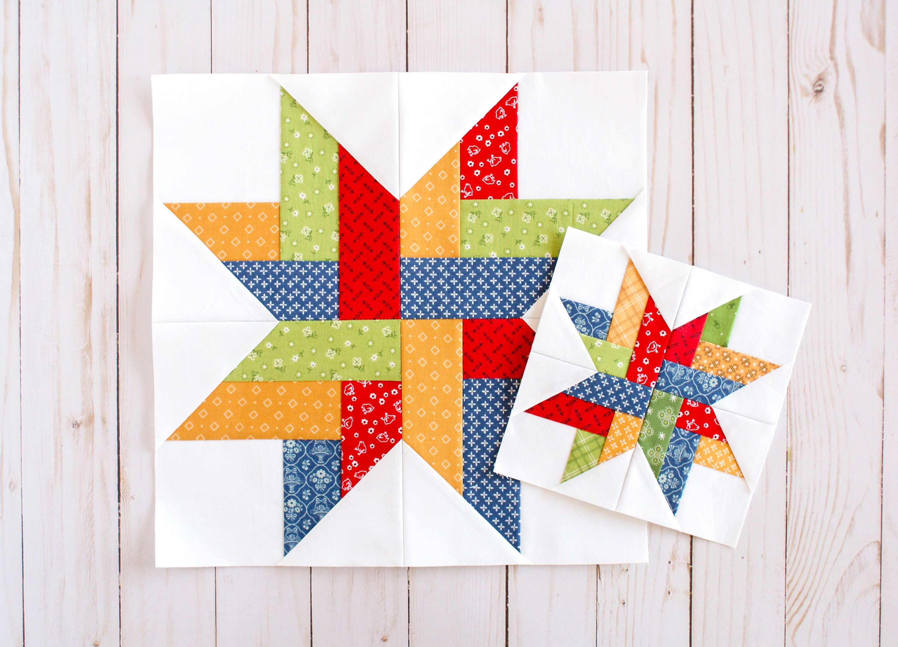 Modello per patchwork di carta Log Cabin Star Foundation, blocco trapuntato, diverse dimensioni, FPP, PDF, 6 pollici, 7 pollici, 8 pollici, 9 pollici,