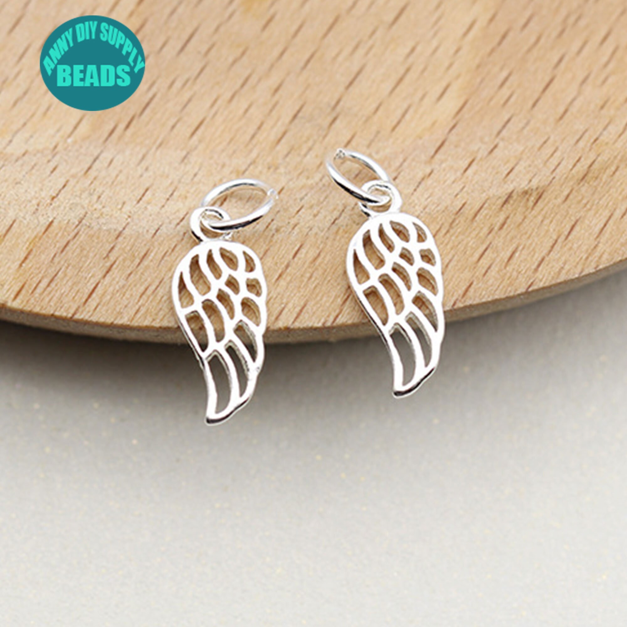 1/2/5/10 pezzi Ciondolo a forma di ala in argento Sterling S925, ciondolo piccolo, ciondolo piccolo, ciondolo per orecchino, ciondolo a forma di ala