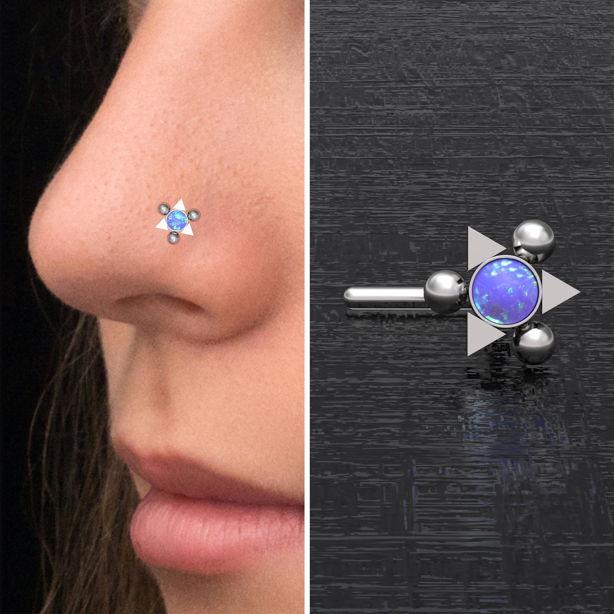 Piercing al naso in opale, acciaio chirurgico, osso nasale, vite nasale, orecchino nasale, perno nasale, piercing al naso, anello per narice 22 g 20 g