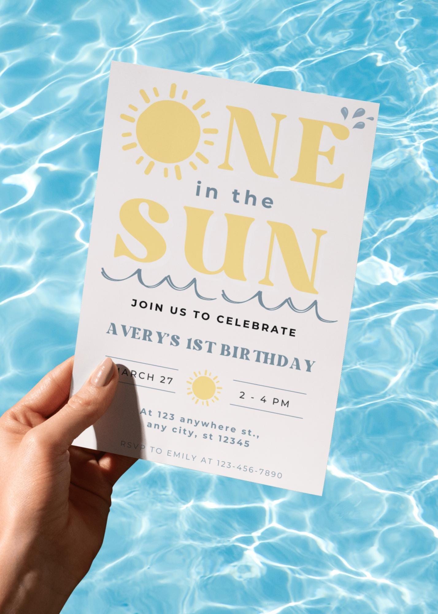 Invito One in the Sun, invito 1 in the Sun, invito di compleanno One in the Sun, invito di compleanno 1 in the Sun, invito di compleanno estivo