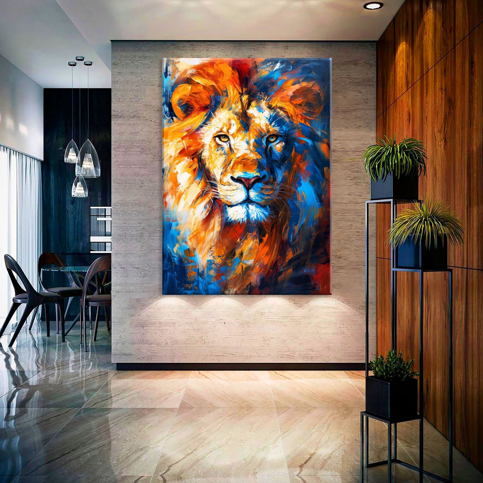 Stampa su tela con ritratto di leone, decorazione per soggiorno, arte di animali selvatici, stampa su tela con ritratto di animale, stampa su tela ext