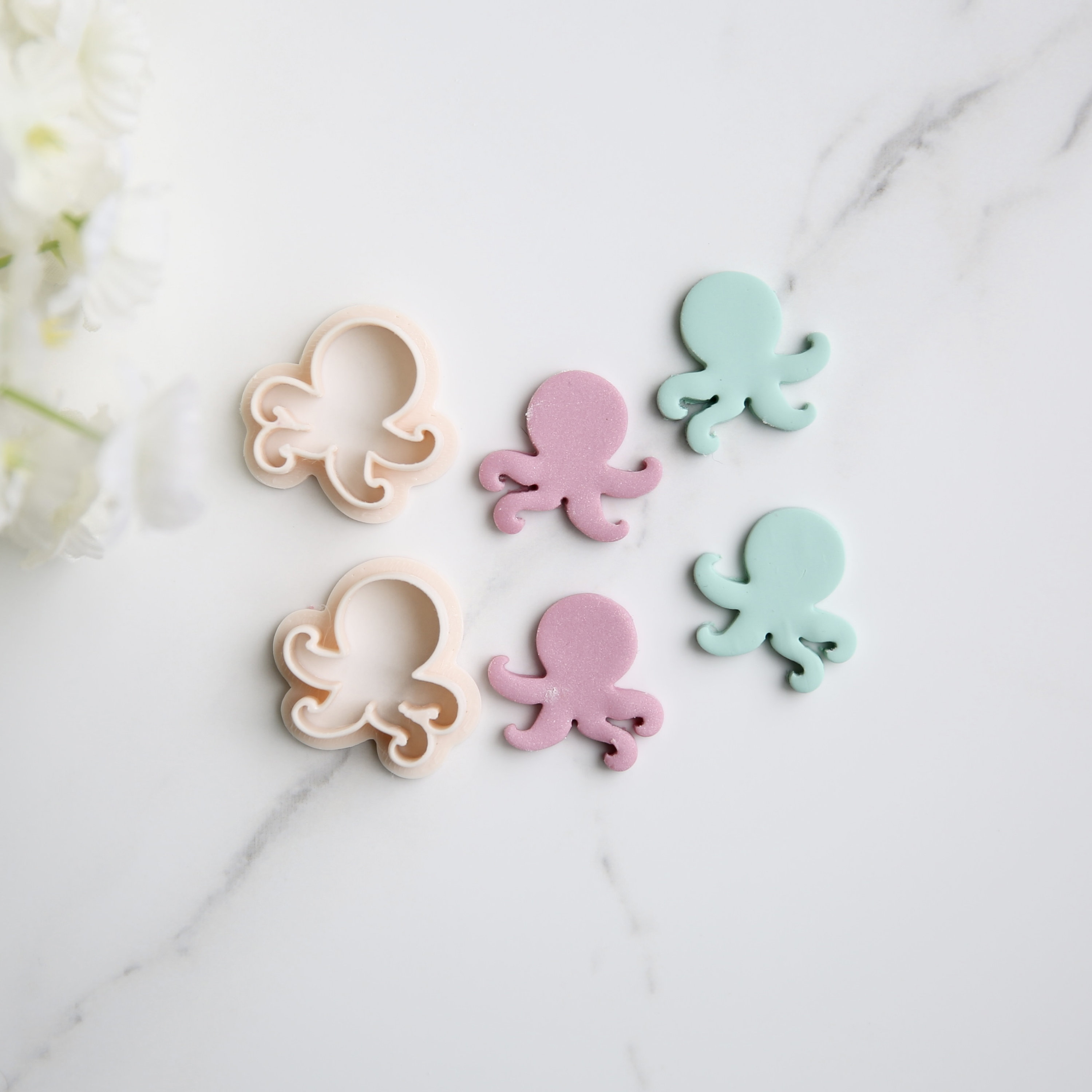 Octopus Clay Cutter (2 pezzi) / Ocean Clay Cutter / Summer Clay Cutter / Beach Clay Earring Cutter / Embossing Polymer Clay Tool