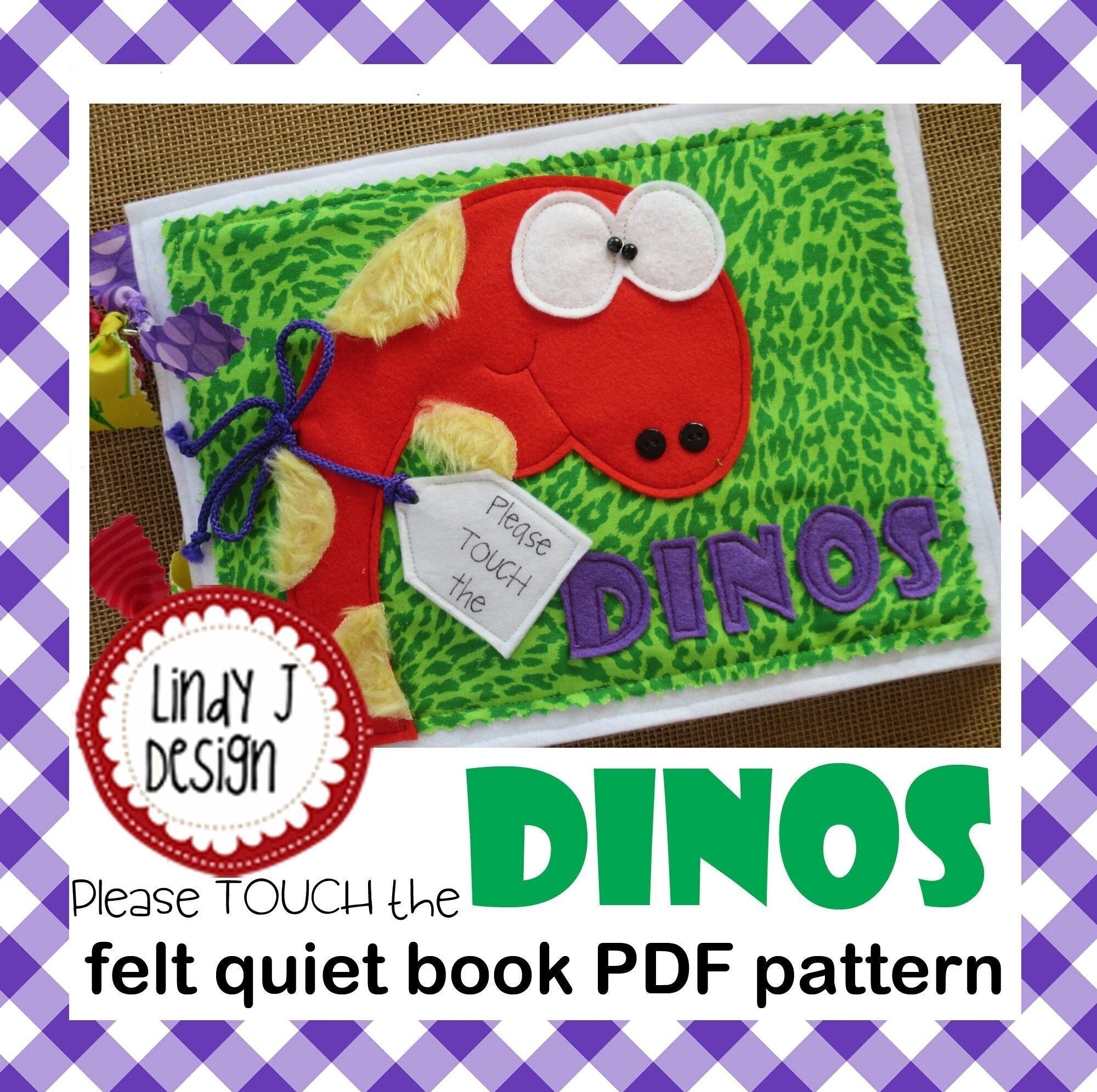 Libro silenzioso PDF Modello DINOSAURO Istruzioni per il libro in feltro Libro tattile Texture del modello Libro di attività Tutorial Libro di attivit