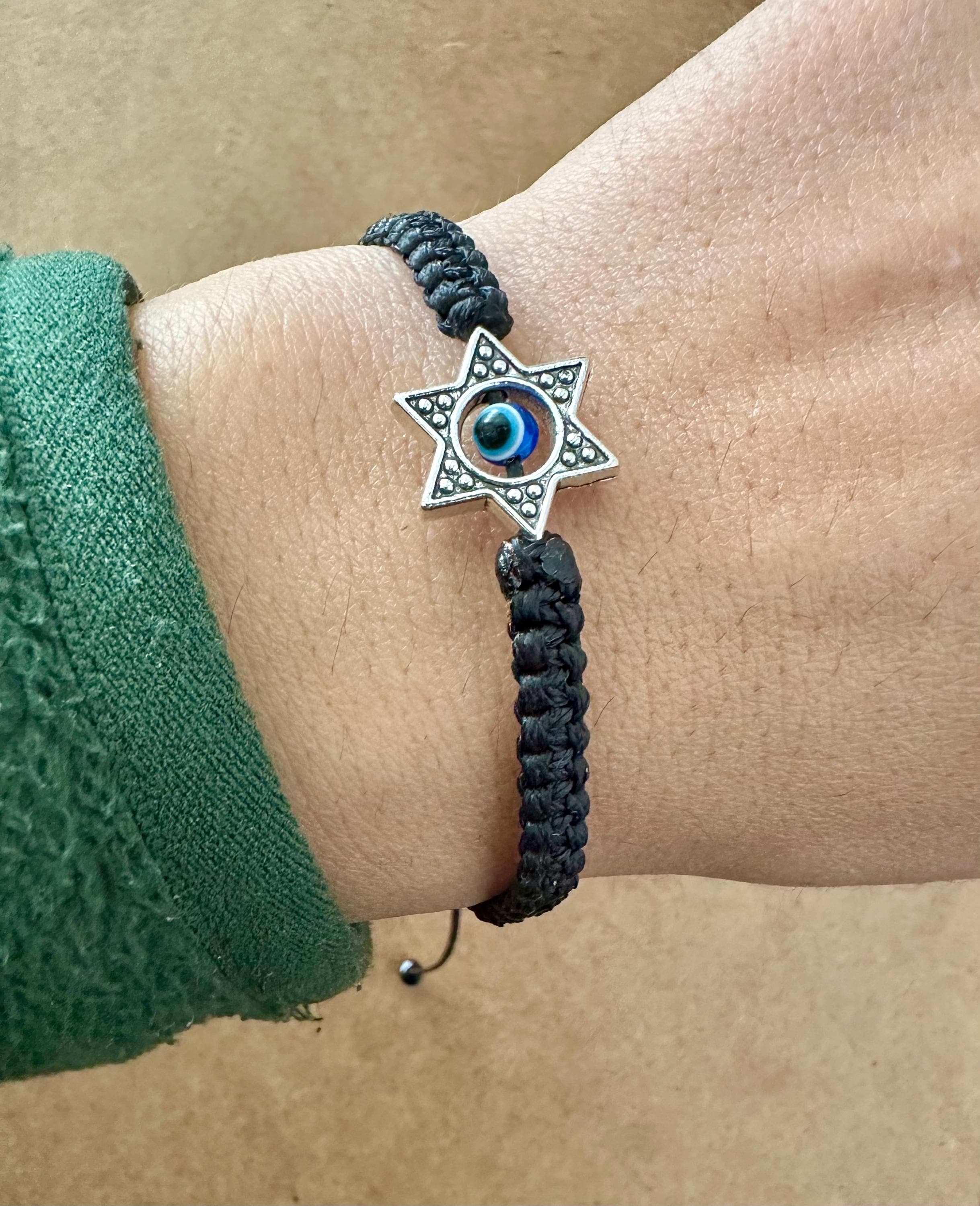Bracciale con Stella di David - Il Magen David - Bracciale con Stella di David contro il malocchio - Bracciale nero - Stella ebraica - Gioielli ebraic