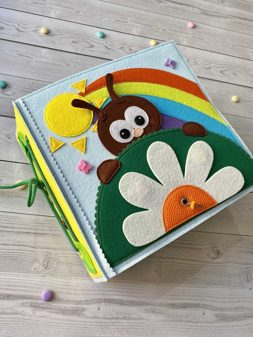 Modello per libro tattile sugli insetti in PDF e pagine tutorial, modello per libro in feltro in SVG, idee per libri tattili, giocattoli sensoriali, m