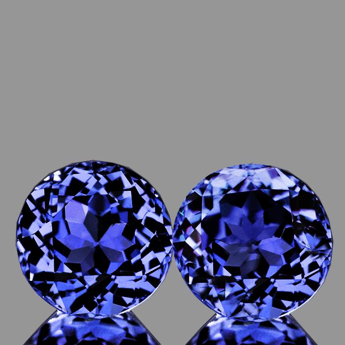 5,00 mm 2 pezzi di tanzanite blu viola intenso naturale taglio brillante rotondo AAA (Flawless-VVS), pietra preziosa naturale sciolta dalla Tanzania