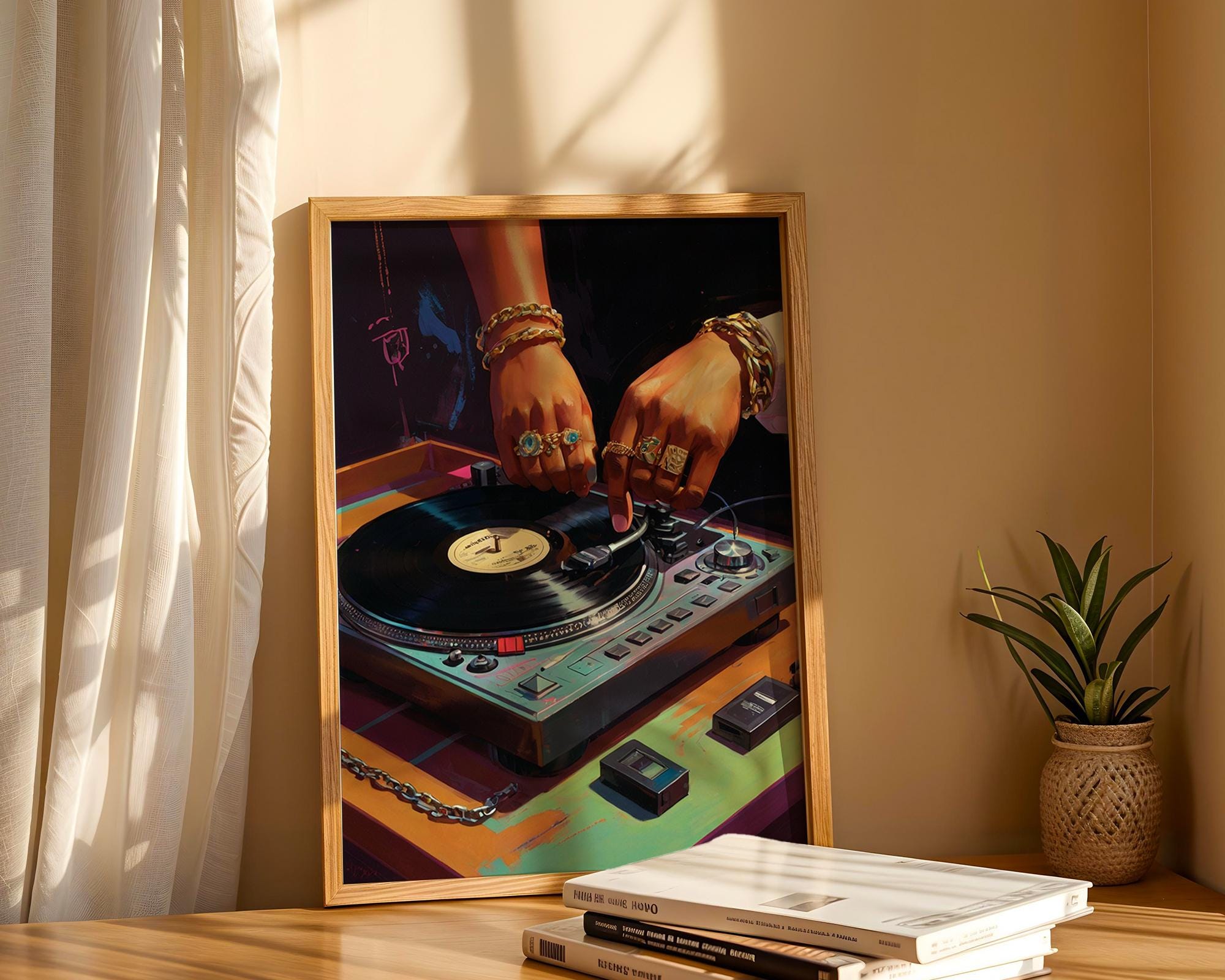 Arte di donna nera, dischi vintage eclettici, stampe artistiche di tendenza, arte murale retrò, arte murale in vinile, stampa di dischi in vinile, rag