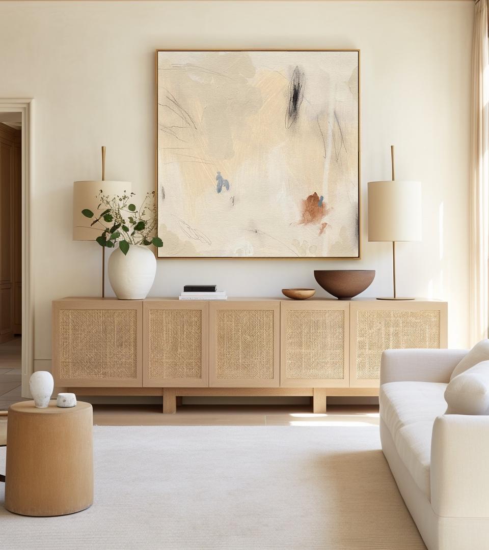 Beige Abstract Wall Art Wabi-Sabi Wall Art Pittura di colore arancione chiaro neutro Grande dipinto astratto beige su tela Beige Abstract Art