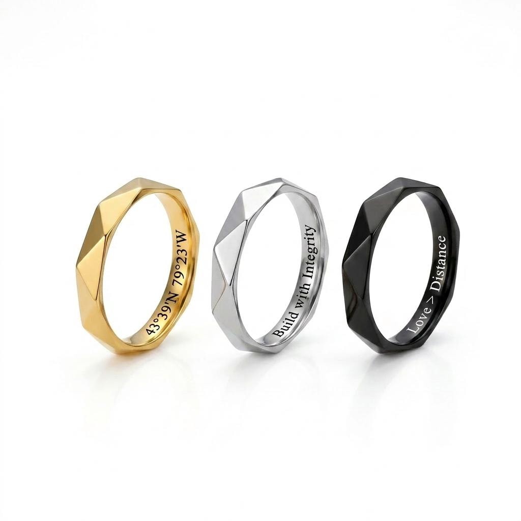 Anello in acciaio inossidabile personalizzato da 4 mm, anello in acciaio, anello unisex in acciaio inossidabile, anello inciso personalizzato, anello