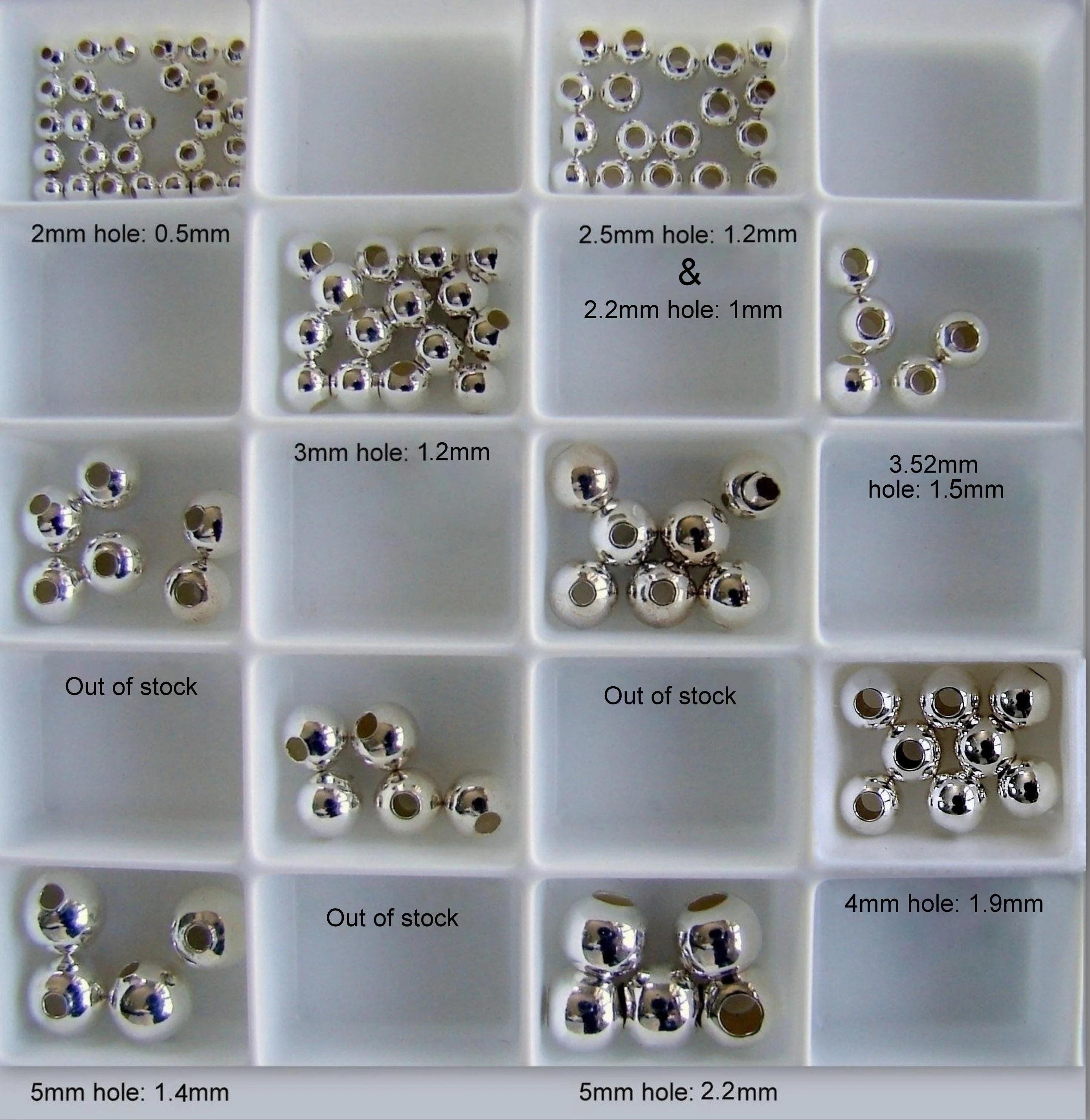 Perline distanziatrici rotonde in argento sterling 925, 2,2 mm, 2,5 mm, 3 mm, 3,5 mm, 4 mm, 5 mm. 5 pezzi, 10 pezzi, 15 pezzi, 20 pezzi, 30 pezzi, 40