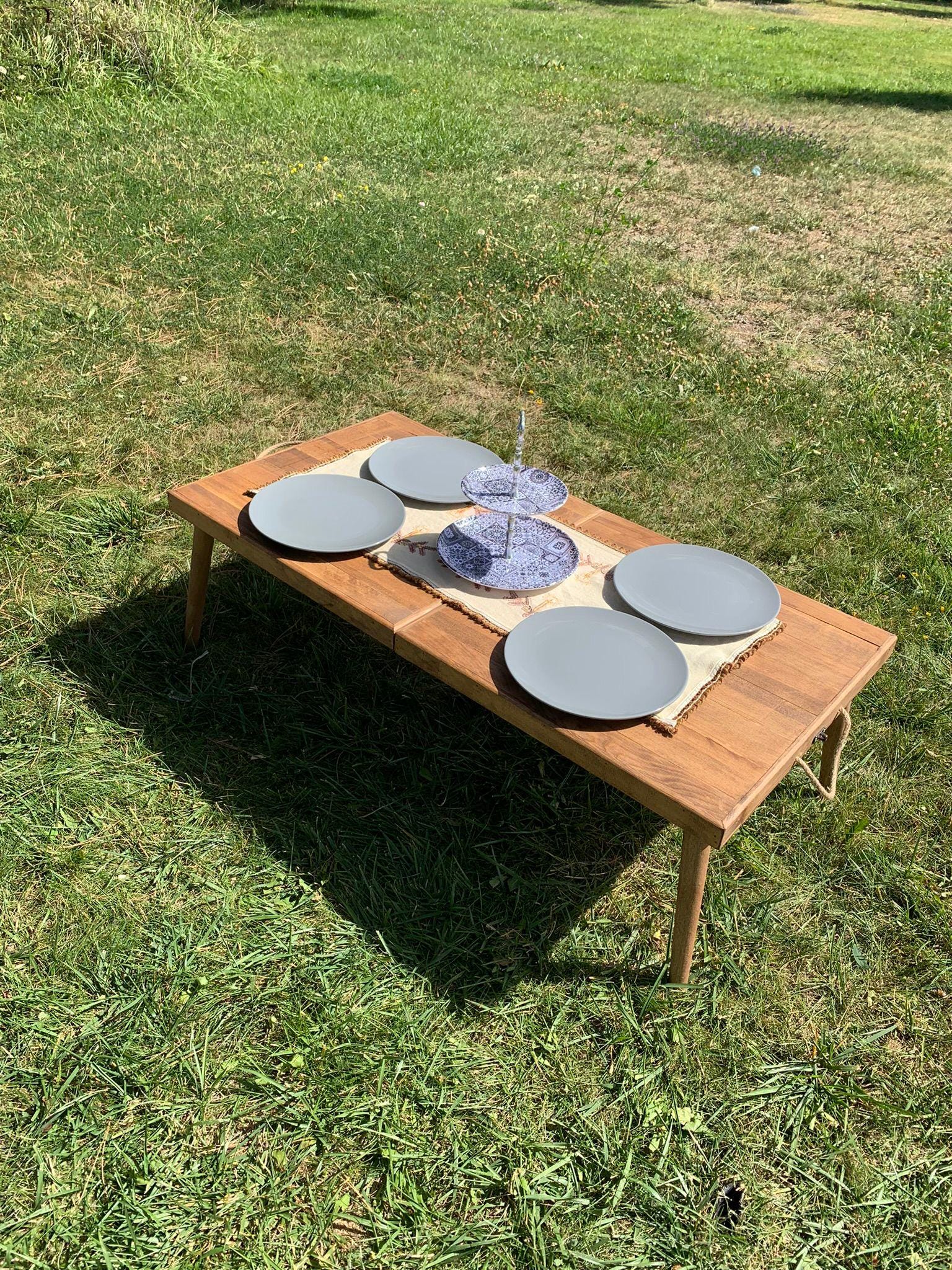 Tavolo pieghevole boho, tavolo da picnic, tavolo pieghevole, picnic boho, tavolo in legno, tavolo portatile, tavolo da picnic boho, tavolo fatto a man