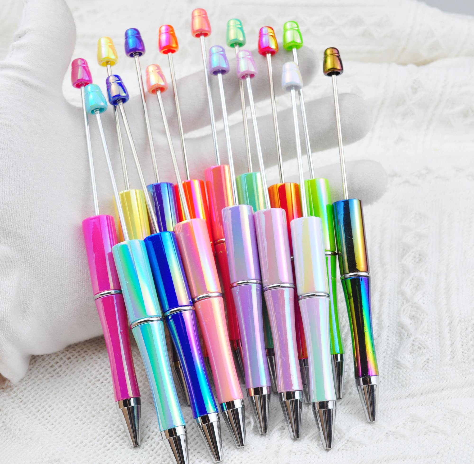 23 penne colorate con perline, 1-10 penne fai da te con perline, penne e ricariche con perline, penne in plastica con gradiente UV, penne vuote, penne