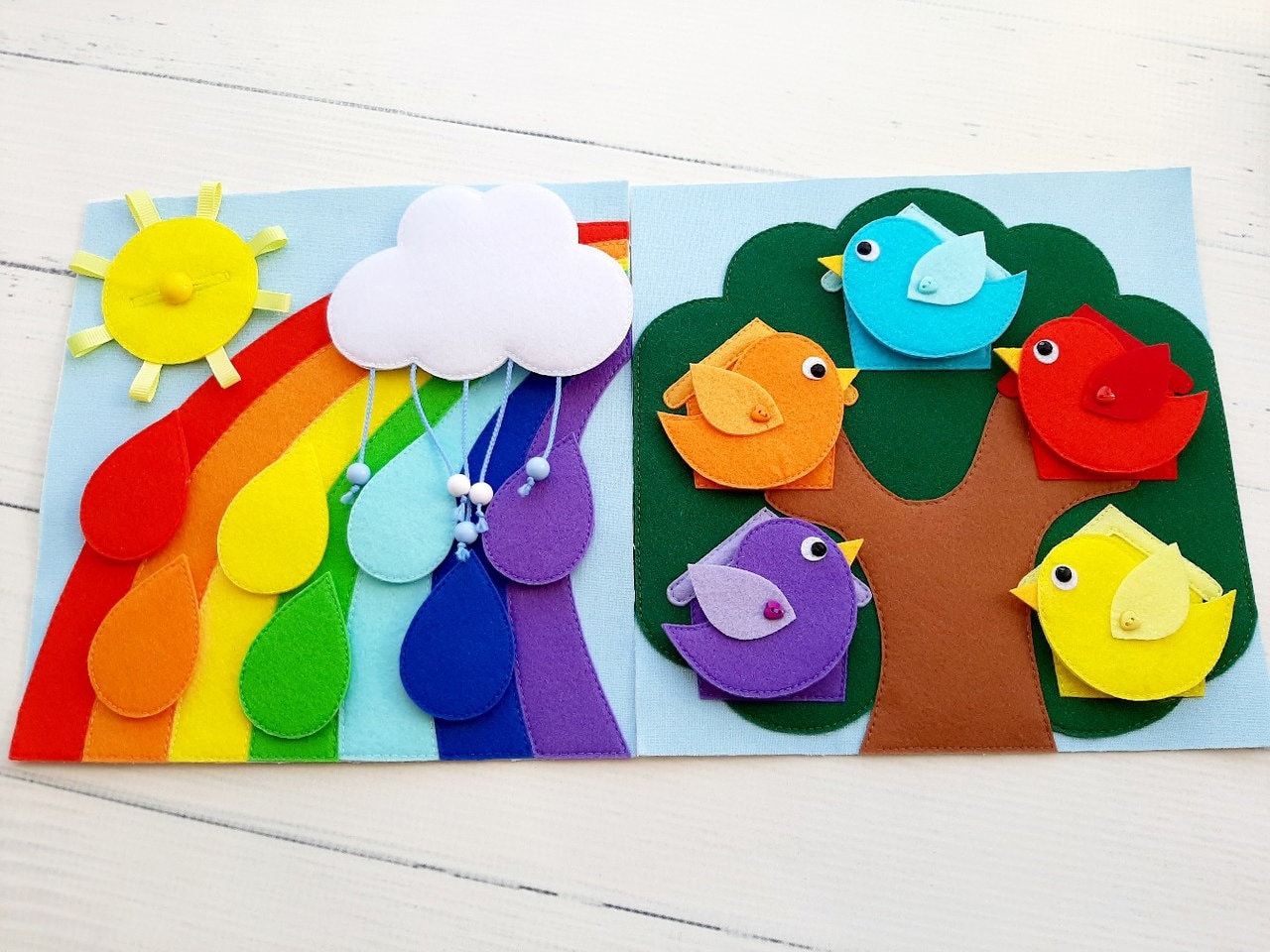 Modello di libro Rainbow Quiet pdf, modello di libro sensoriale morbido, modello di libro in feltro pdf