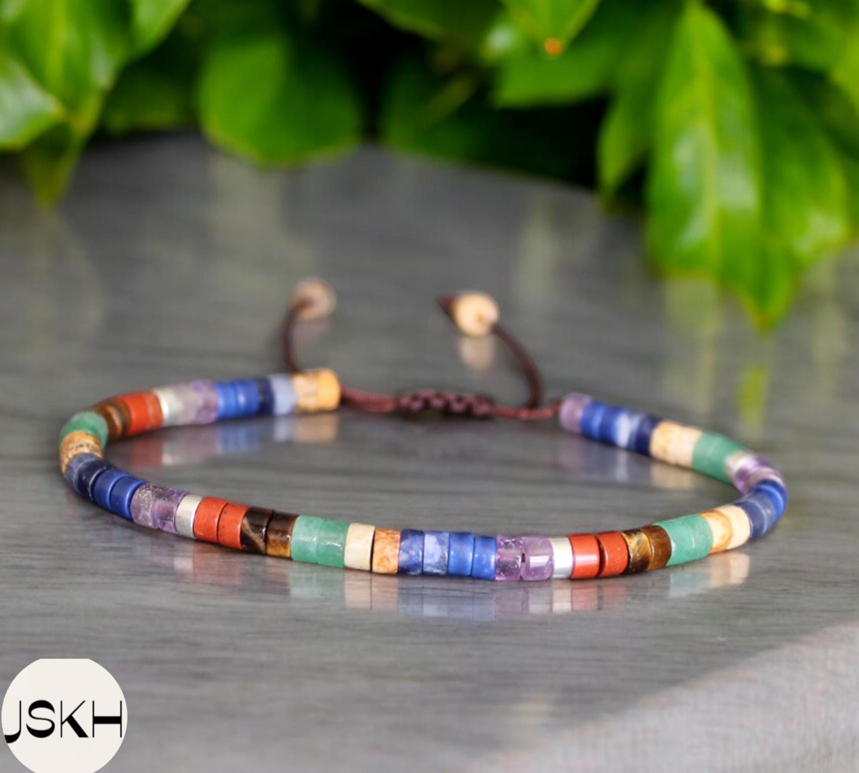 Bracciale 7 Chakra in pietra naturale, braccialetto Boho Yoga per meditazione, braccialetto con pietre preziose, equilibrio, potere, protezione, calma