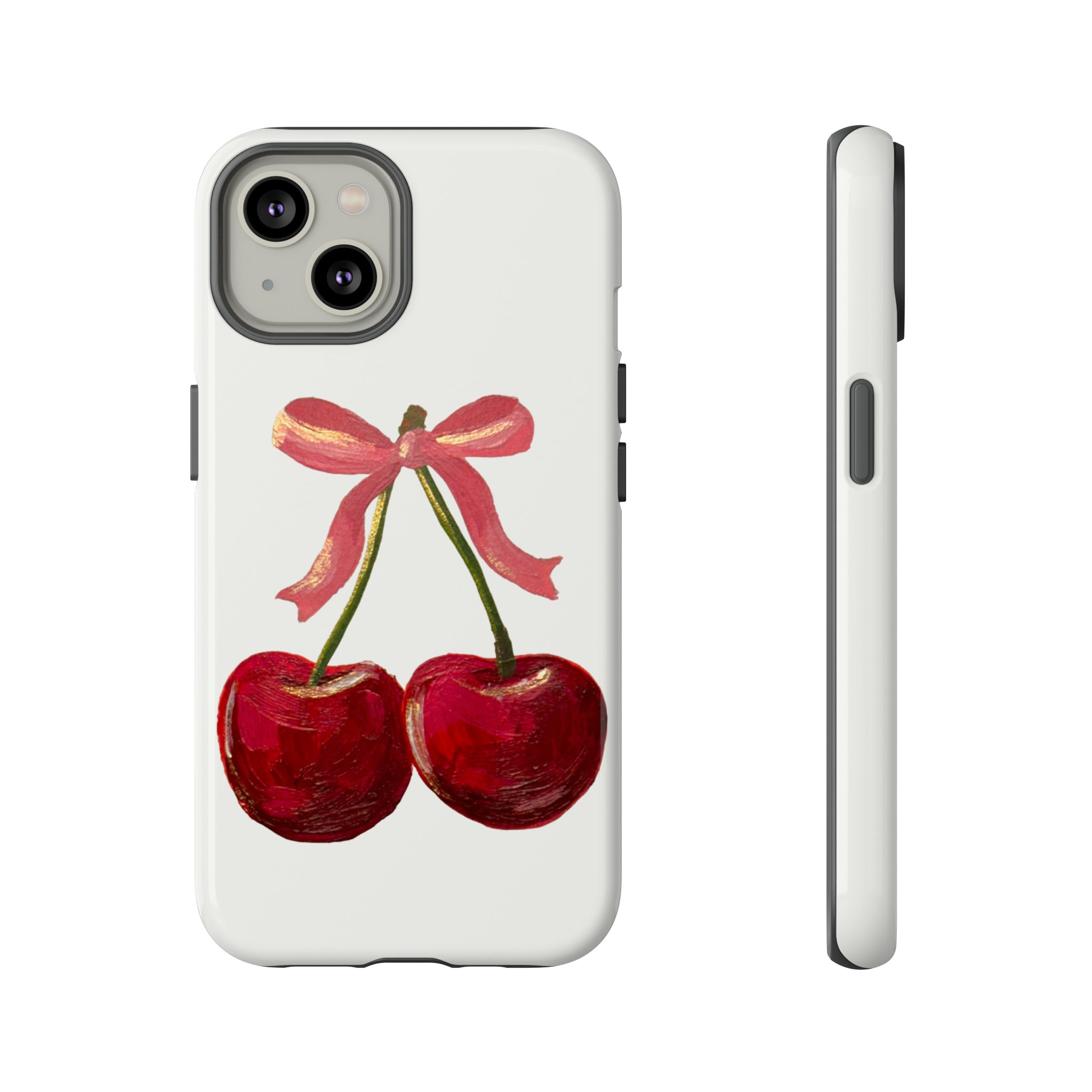 Custodia rigida per telefono Coquette Cherry Bow / / iPhone 17/16/15/14/13/12/11 Pro Max XR / Galaxy S23/S22/S21 Ultra / Pixel 6/7/8 Pro / Custodie ri