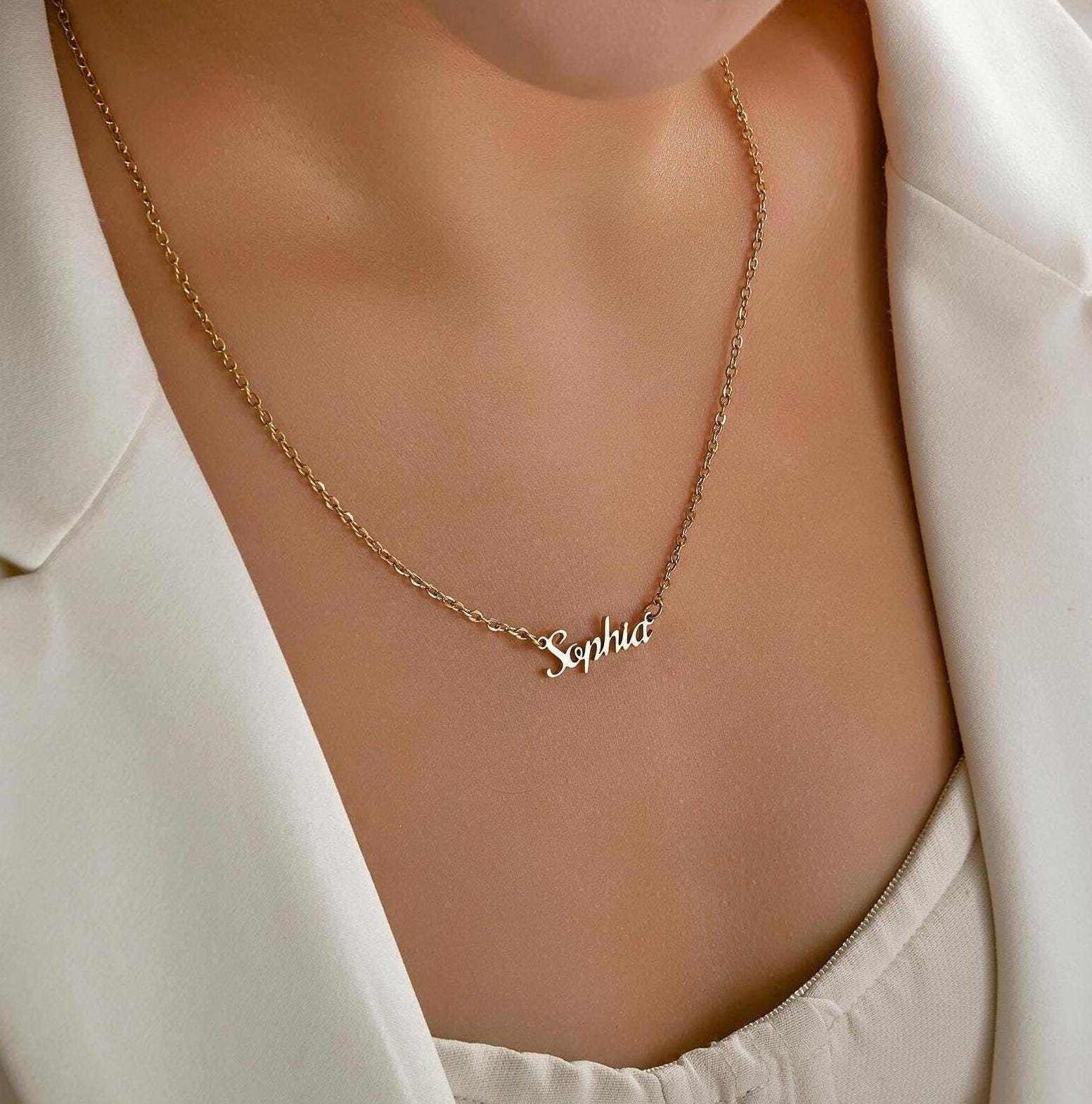 Collana con nome personalizzato Collana con nome su misura Collana con nome della mamma Collana con nome Collana con nome in oro Targhetta con nome in