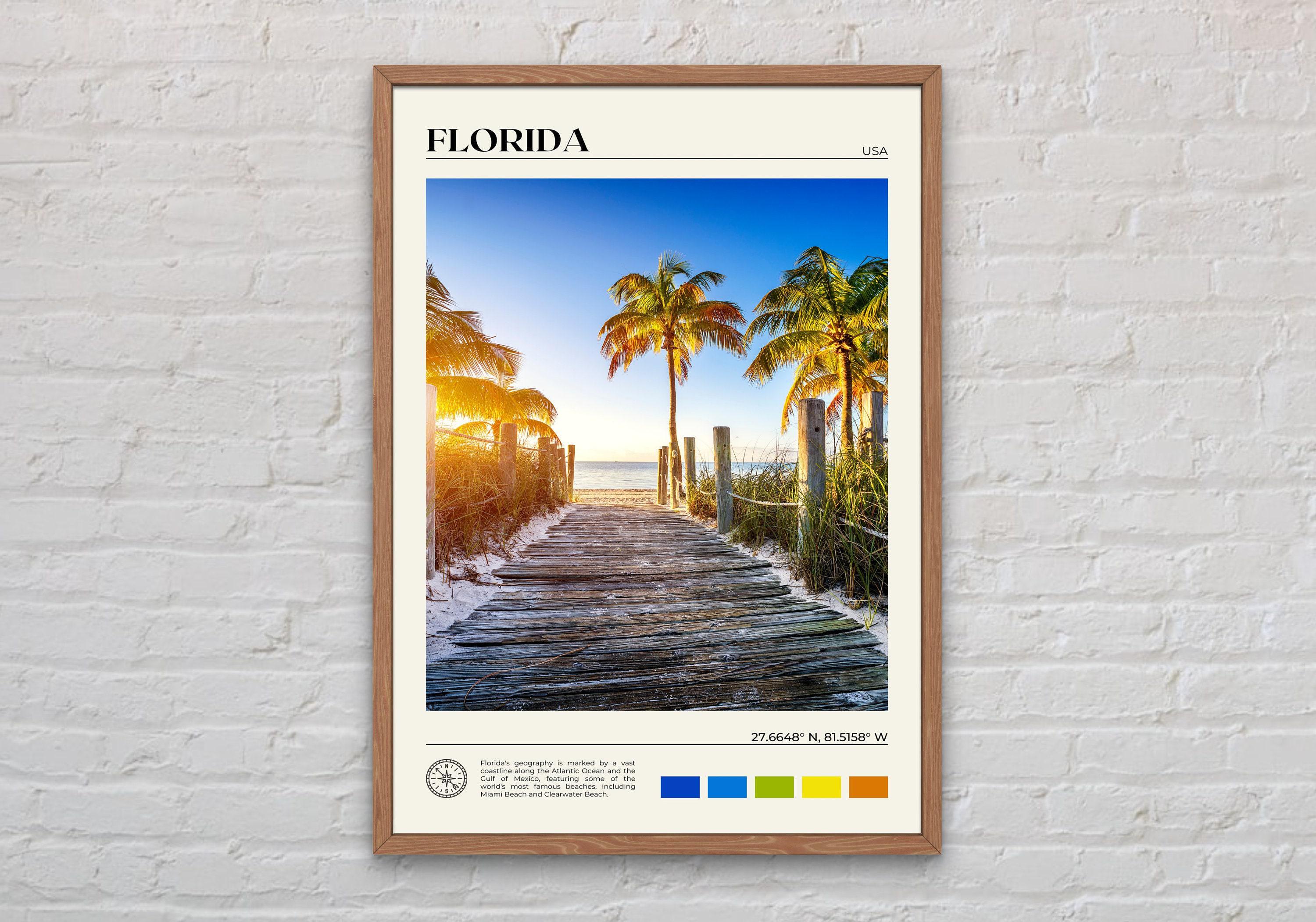 Foto reale, stampa della Florida, arte murale della Florida, poster della Florida, foto della Florida, stampa di poster della Florida, decorazione mur