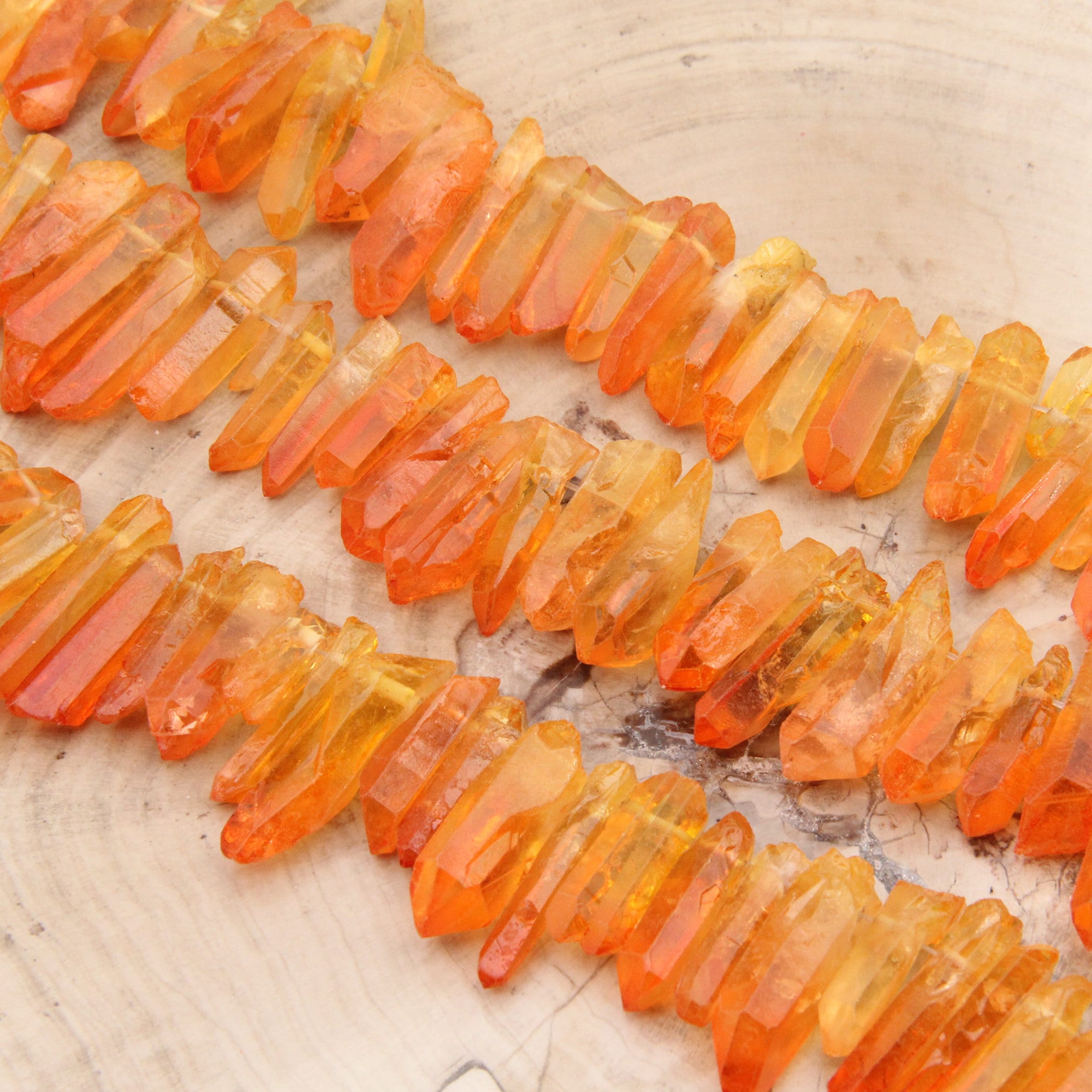 Perle di cristalli naturali, perle a torre di cristalli, perle di cristalli a bastoncino, perle di quarzo a punta con foro superiore, perle di cristal