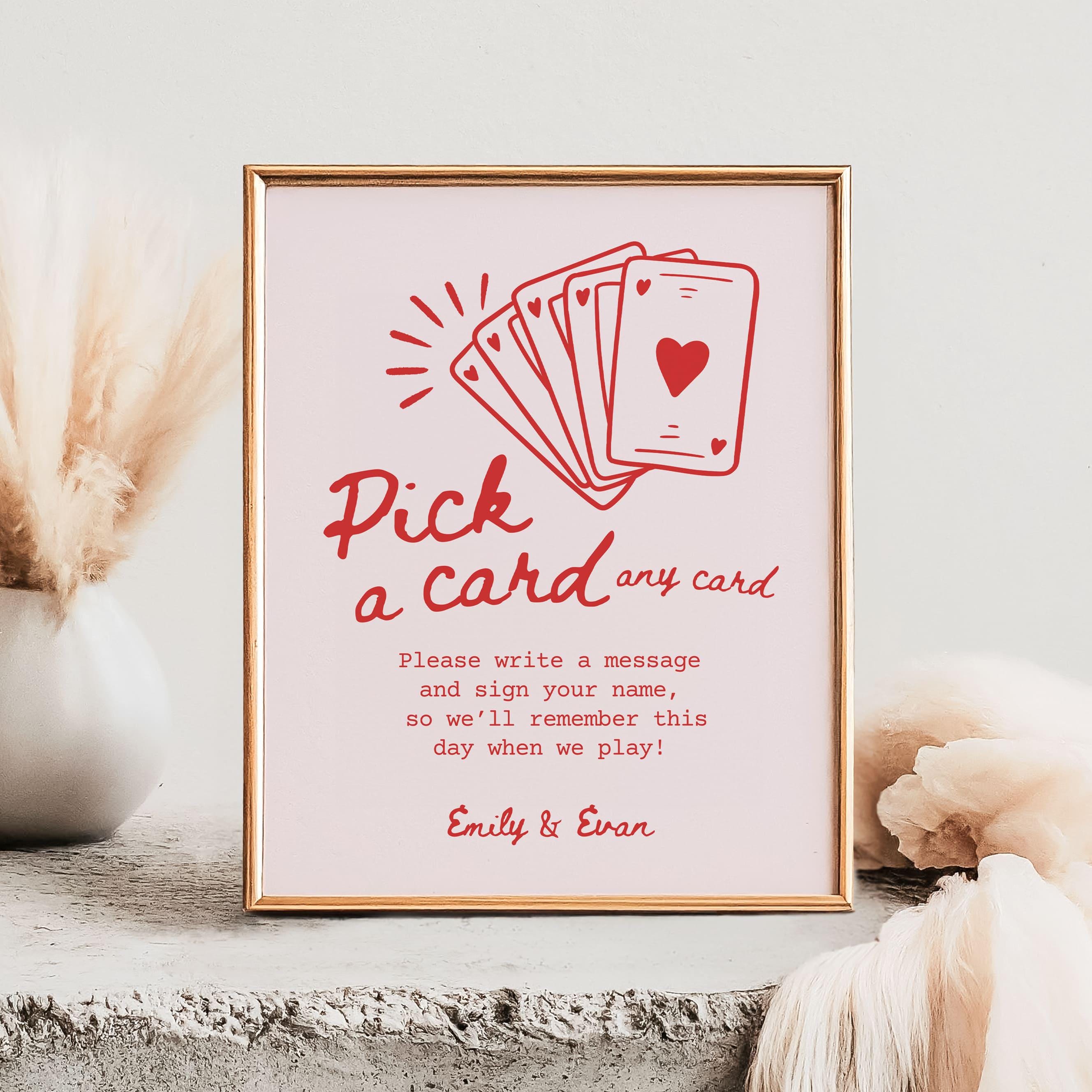Libro degli ospiti con carta da gioco rosa, libro degli ospiti con carta da poker, carta da gioco per matrimonio, libro degli ospiti per matrimonio un